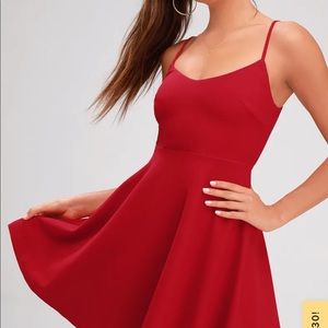 Lulus do you wanna dance red skater dress